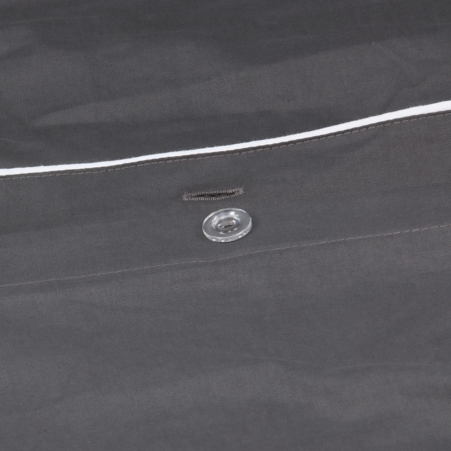 Classic Percale Duvet Cover- Anthracite with White Piped Edge