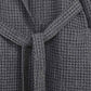 Hooded Washed Waffle Cotton Bathrobe - Grey