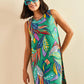Multi-patterned V-neck Dress - Green