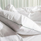 Classic Percale Pillowcase 2pcs- White with Jade Green Pipe Edge