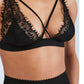 Cross Strap Lined Triangle Lace Bra Black