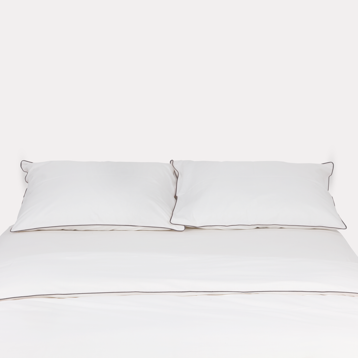 Classic Percale Pillowcase 2pcs- White with Anthracite Pipe Edge