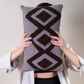 Zigzag Embroidery Cushion Cover - Brown