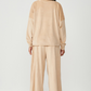 Long Sleeve Velvet Pyjama Set - Beige