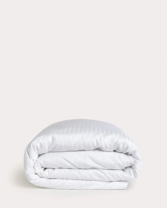 Sateen Stripe Duvet Cover - White