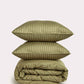 Sateen Stripe - Duvet Cover Set - Oil Green