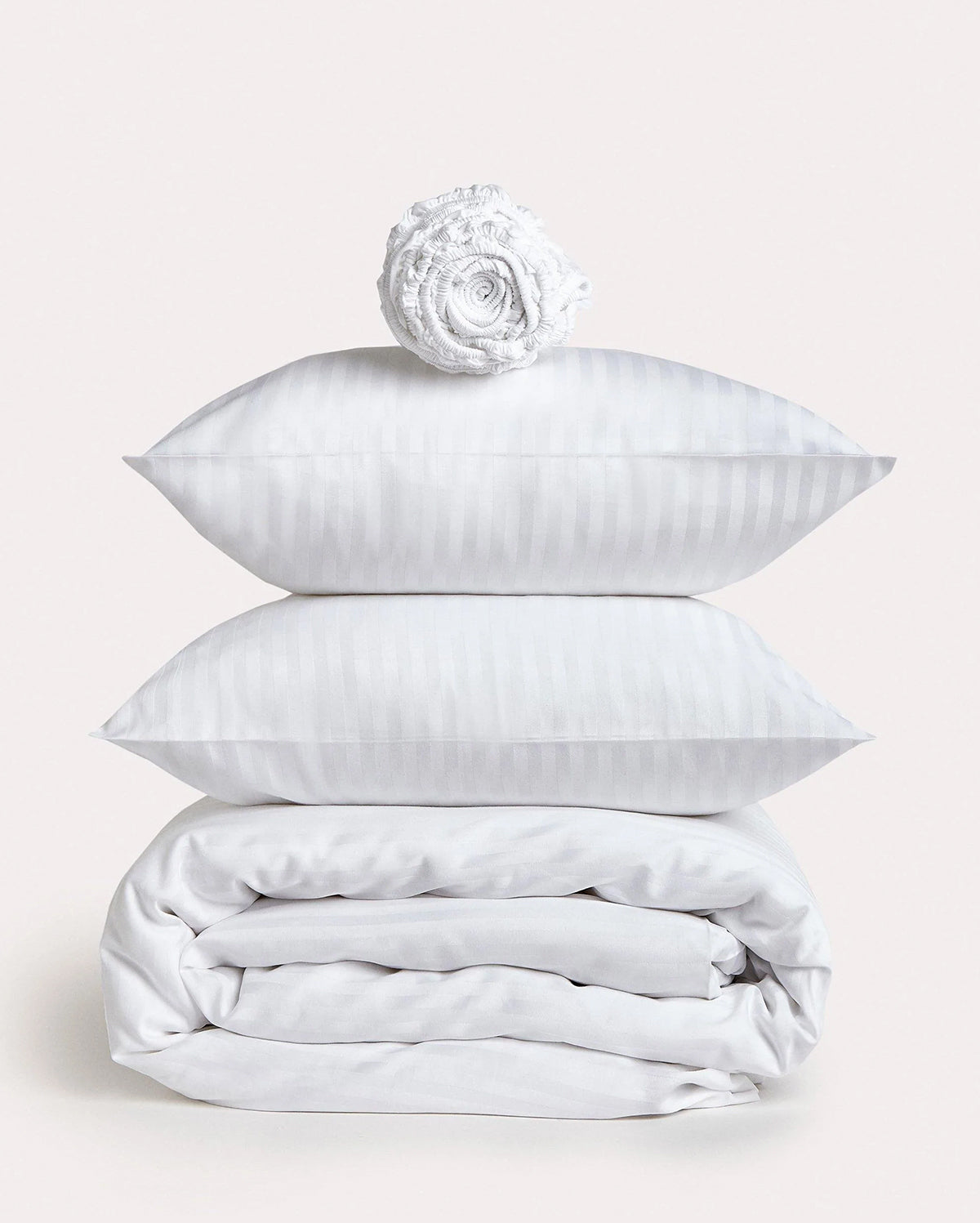 Sateen Stripe - Core Bedding Set - White