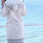 Cotton Oxford Waffle Bathrobe - White & Blue
