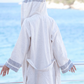 Cotton Oxford Waffle Bathrobe - White & Blue